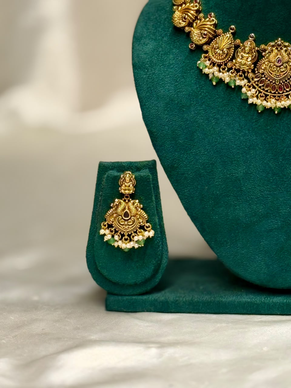 Antique Gold Temple Necklace Set | ONK310