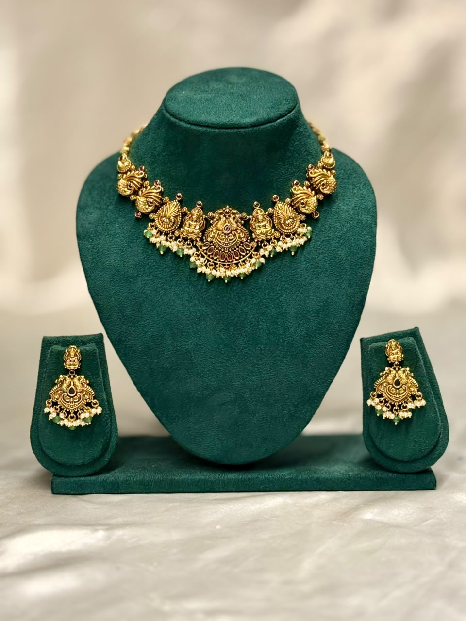 Antique Gold Temple Necklace Set | ONK310