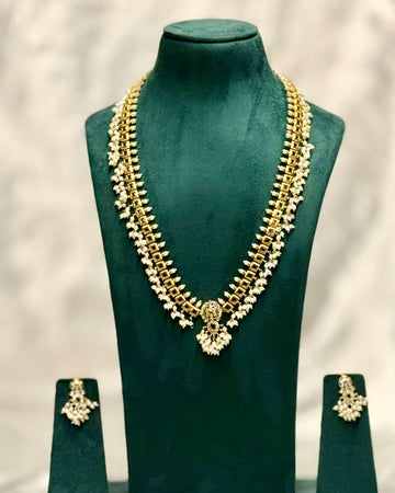 Pearl Fringe Long Necklace Set  | ONK314