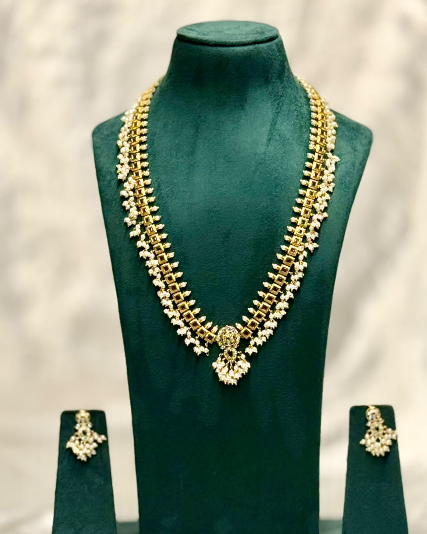 Pearl Fringe Long Necklace Set  | ONK314