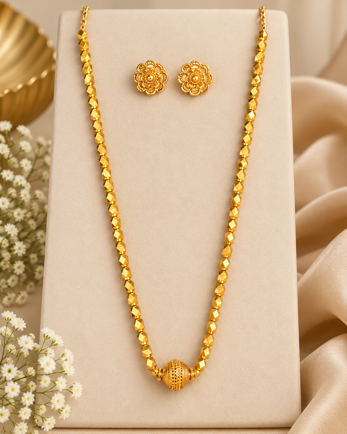 Gold-Tone Bead Long Necklace Set | ONK316