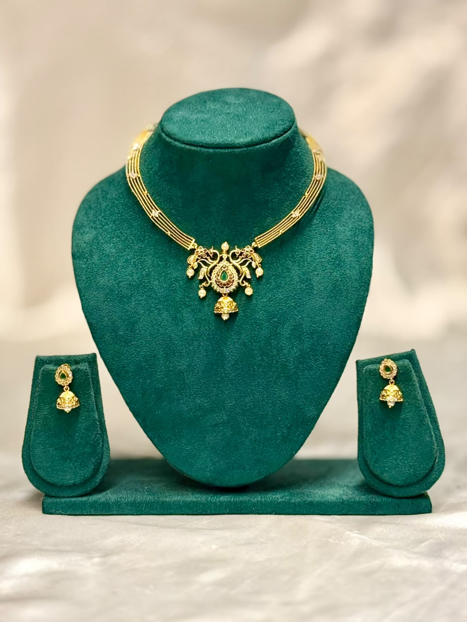 Multi Colour Stone Gold-Tone Necklace Set | ONK318