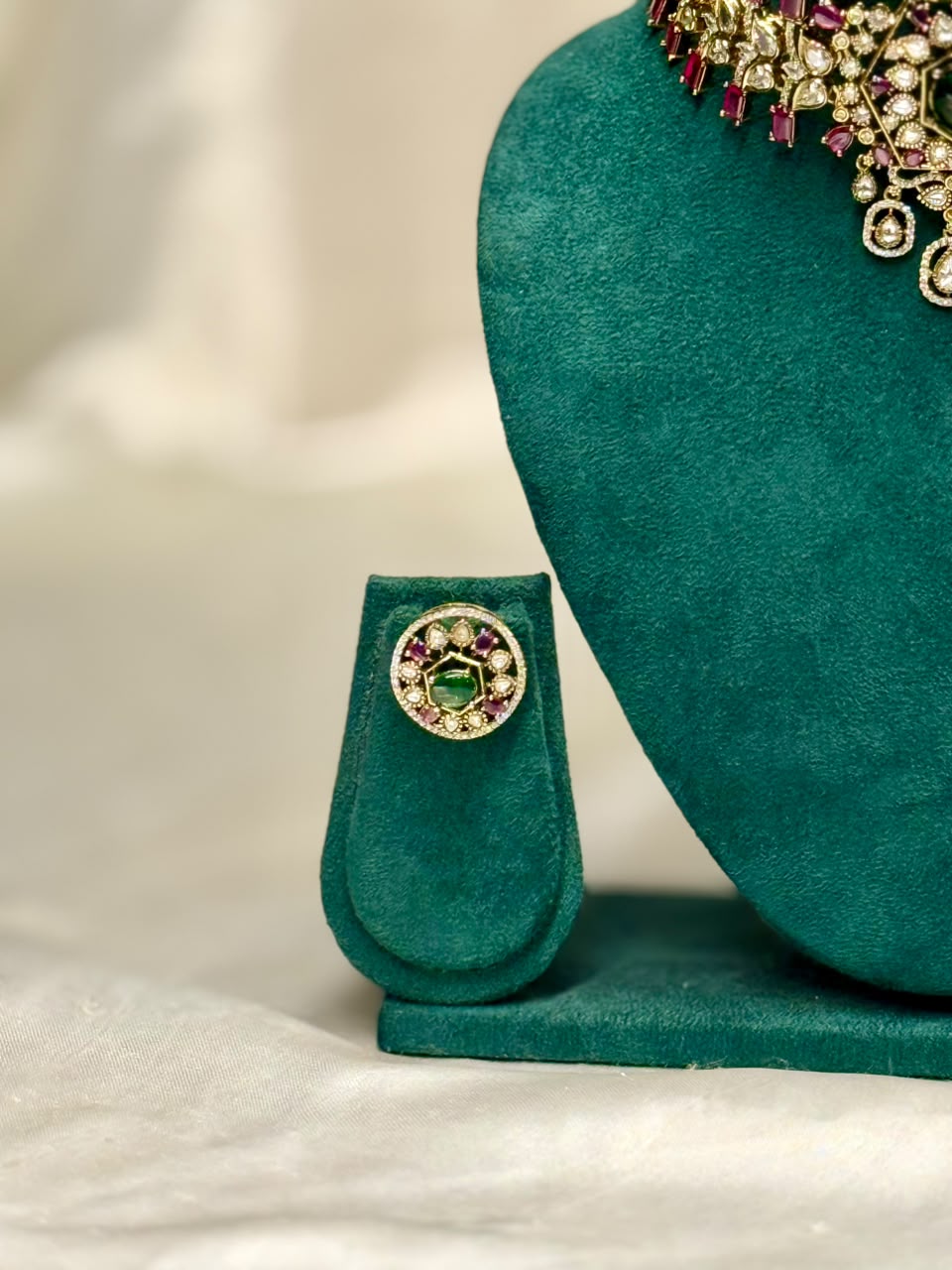 Green & Ruby-Tone Bridal Choker Set | ONK319