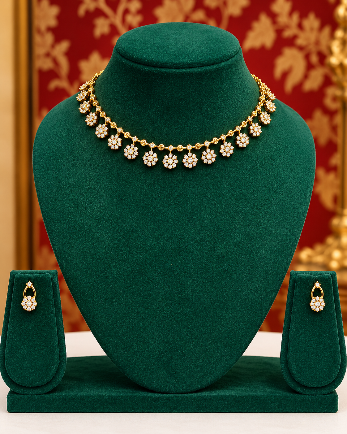 Floral Necklace Set with Earrings | ONK325