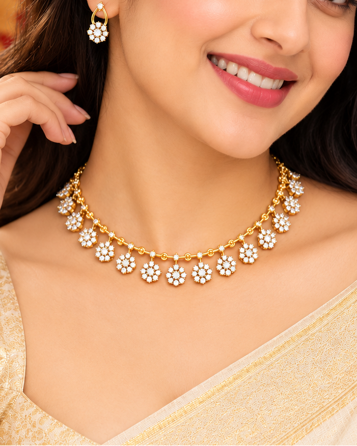 Floral Necklace Set with Earrings | ONK325