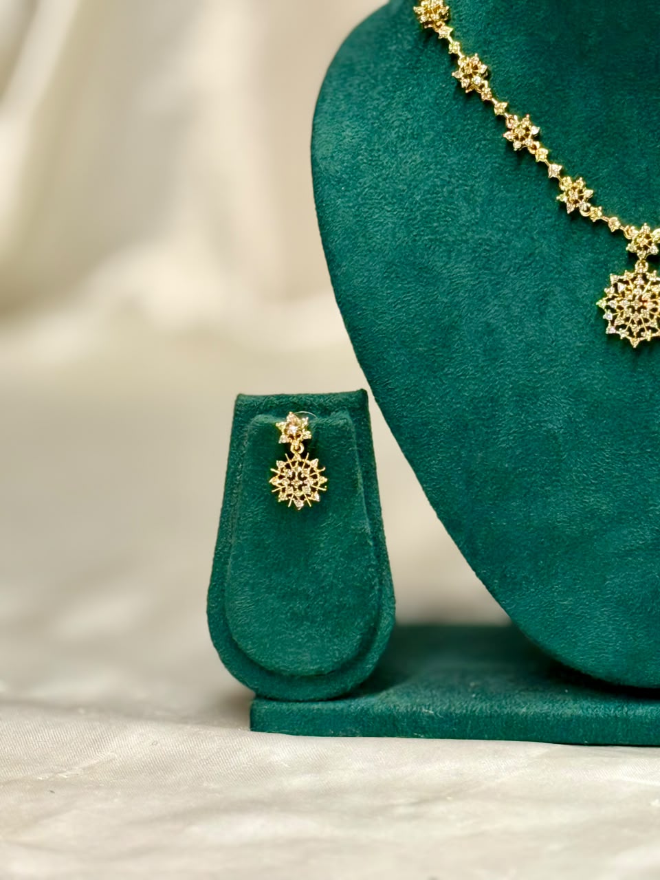 Floral Pendant Gold-Tone Necklace Set | ONK327