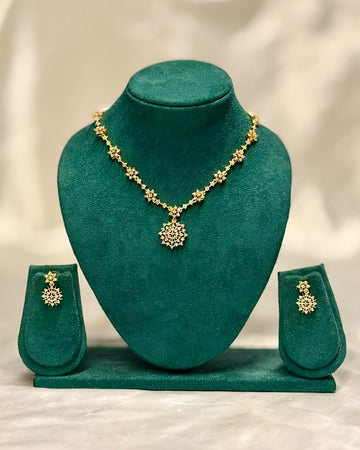 Floral Pendant Gold-Tone Necklace Set | ONK327