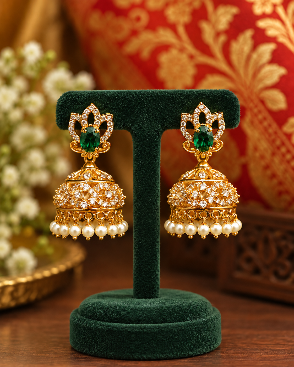 Multicolour Pearl Jhumka Earrings | ONK335