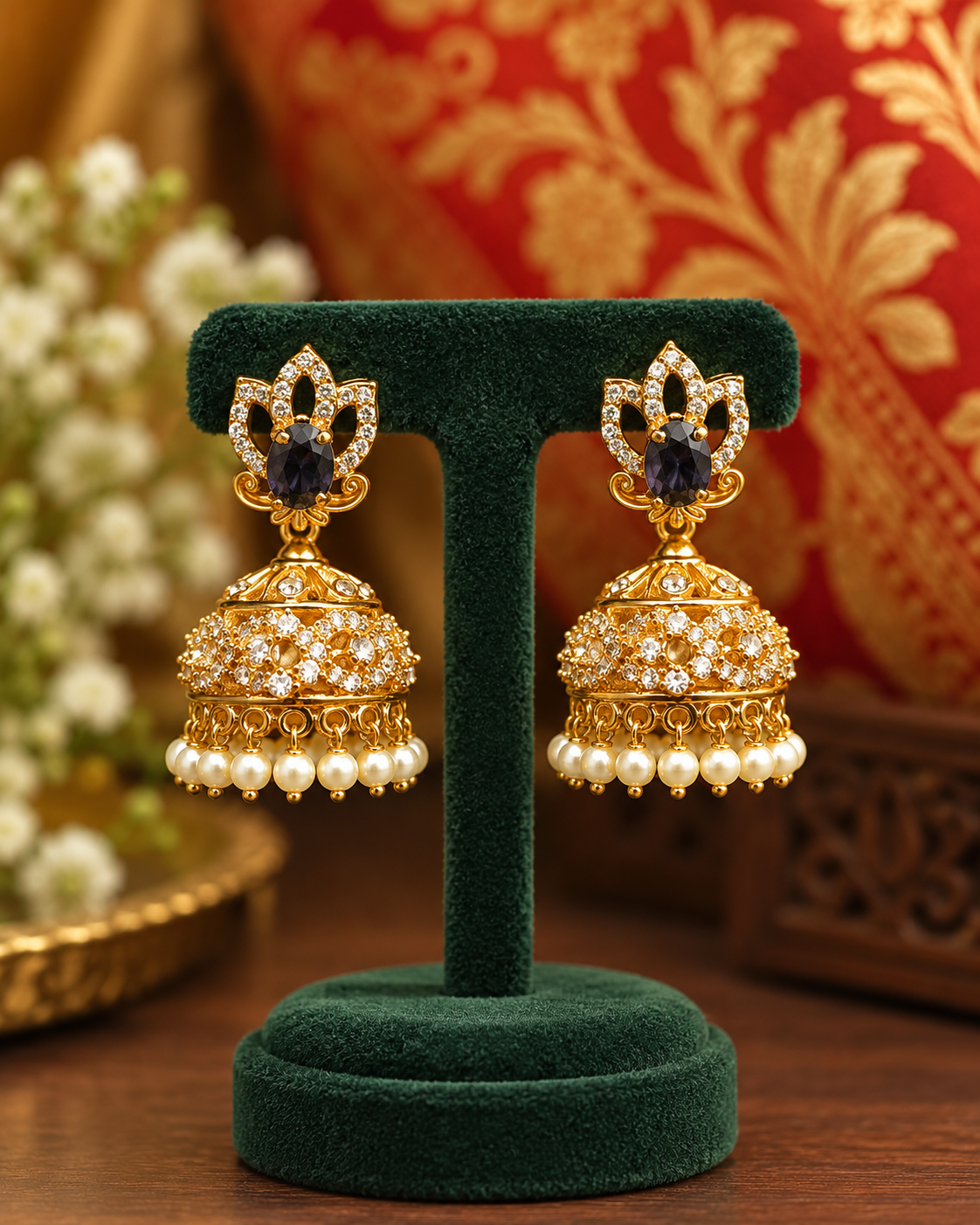 Multicolour Pearl Jhumka Earrings | ONK335