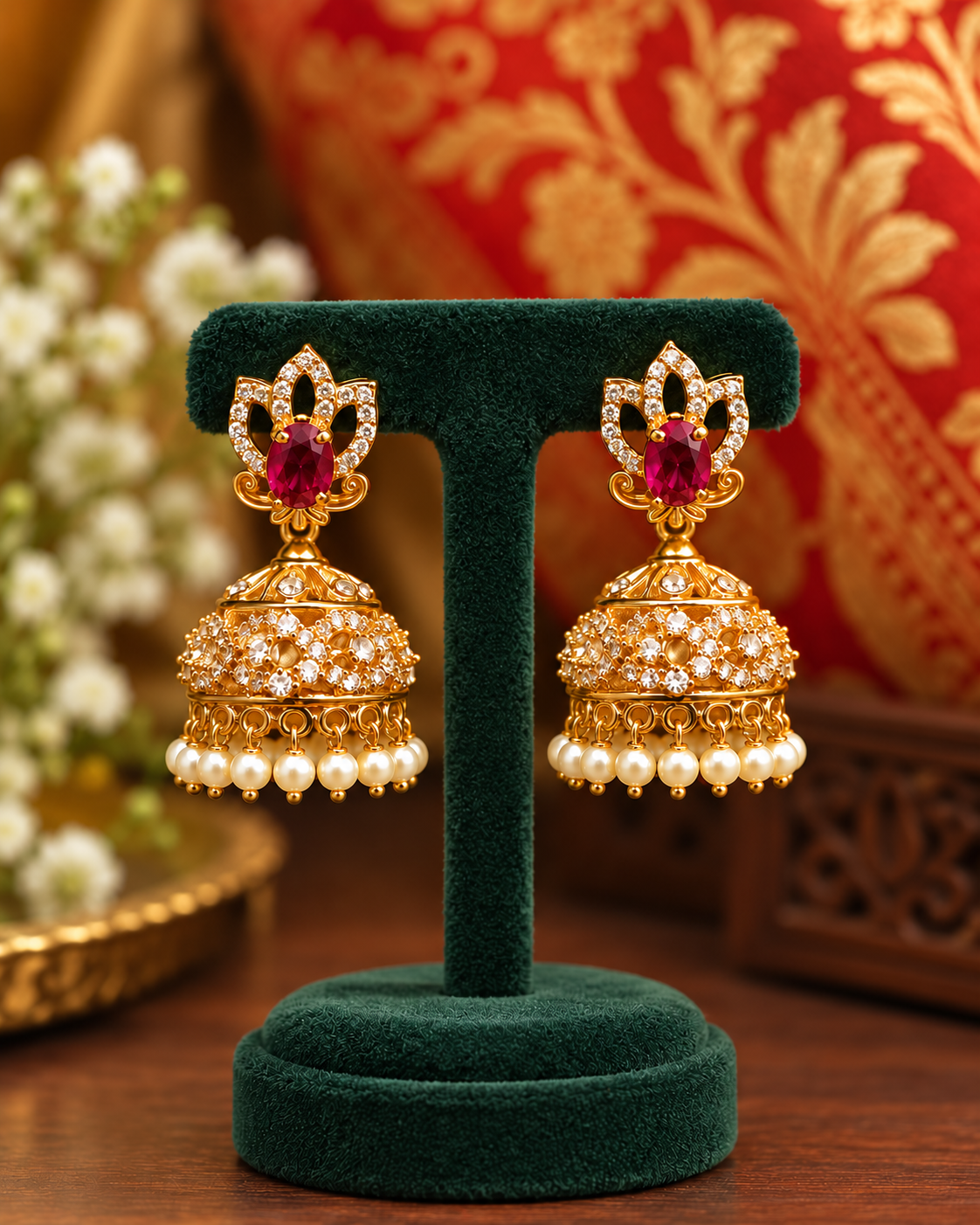 Multicolour Pearl Jhumka Earrings | ONK335