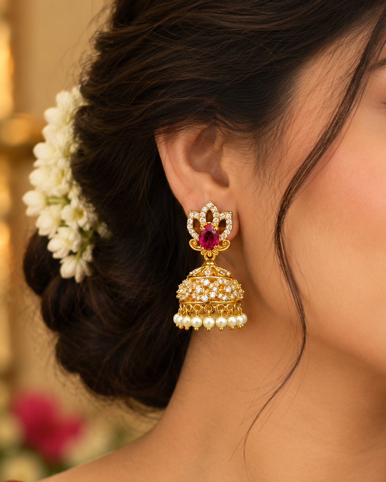 Multicolour Pearl Jhumka Earrings | ONK335