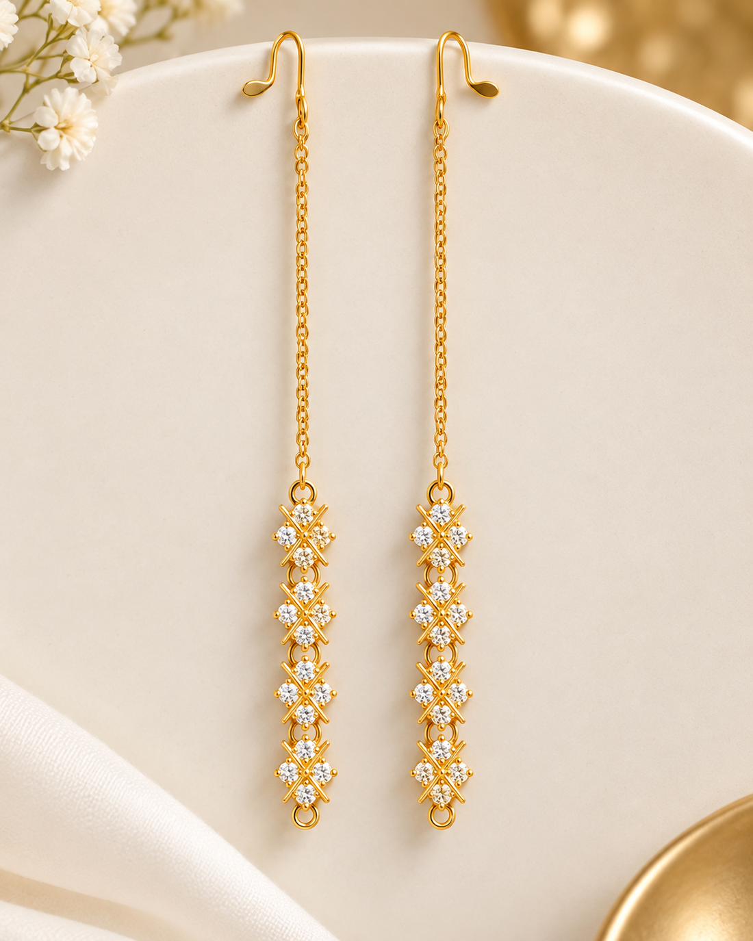 Gold-Tone Crystal Ear Chains - P1 | ONK336