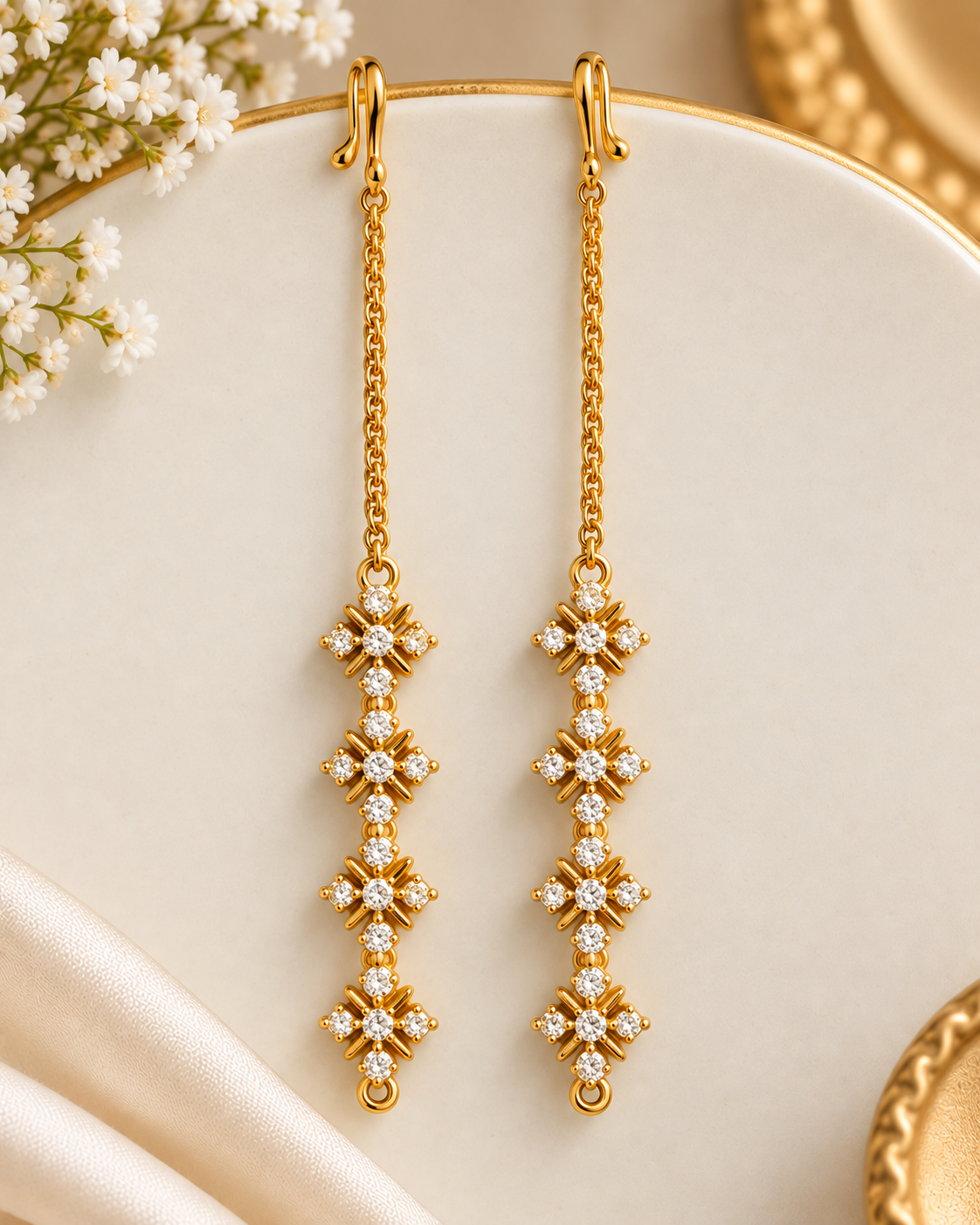 Gold-Tone Crystal Ear Chains - P2 | ONK336