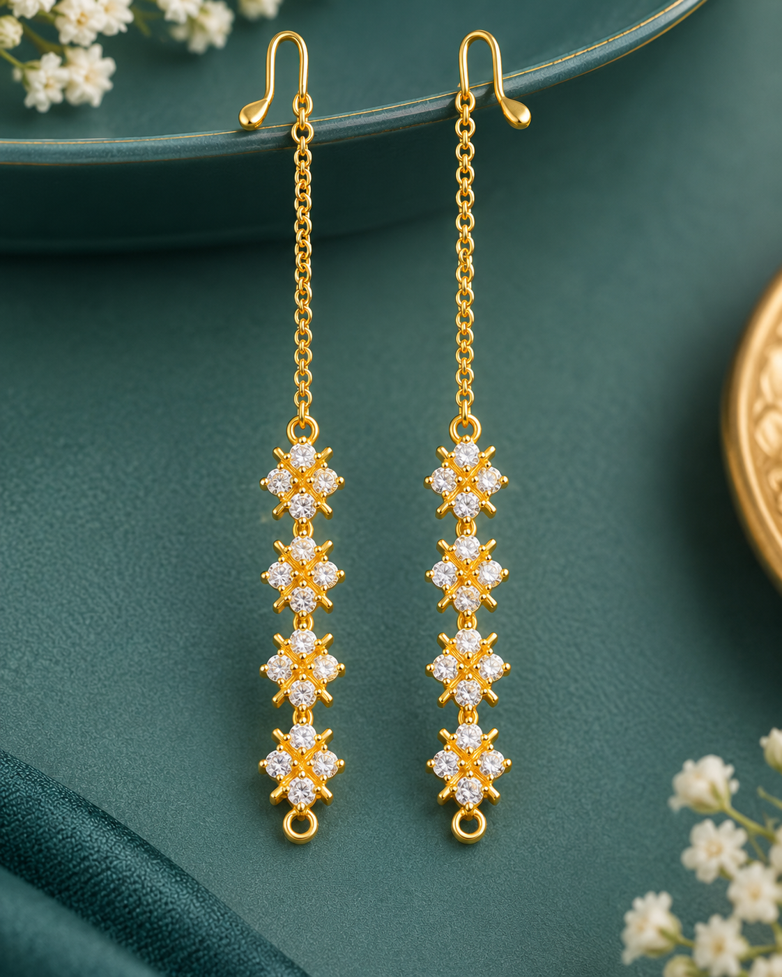 Gold-Tone Crystal Ear Chains - P1 | ONK336