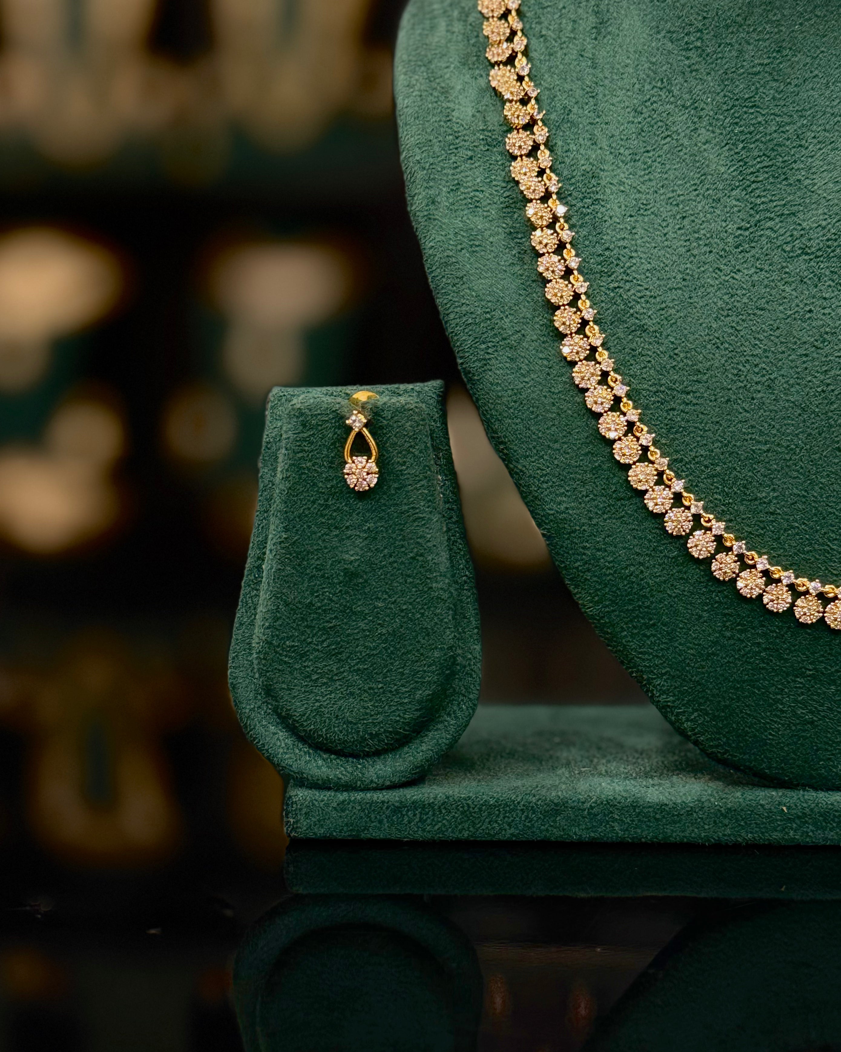 Elegant Gold Floral Necklace Set with Matching Earrings | ONK370