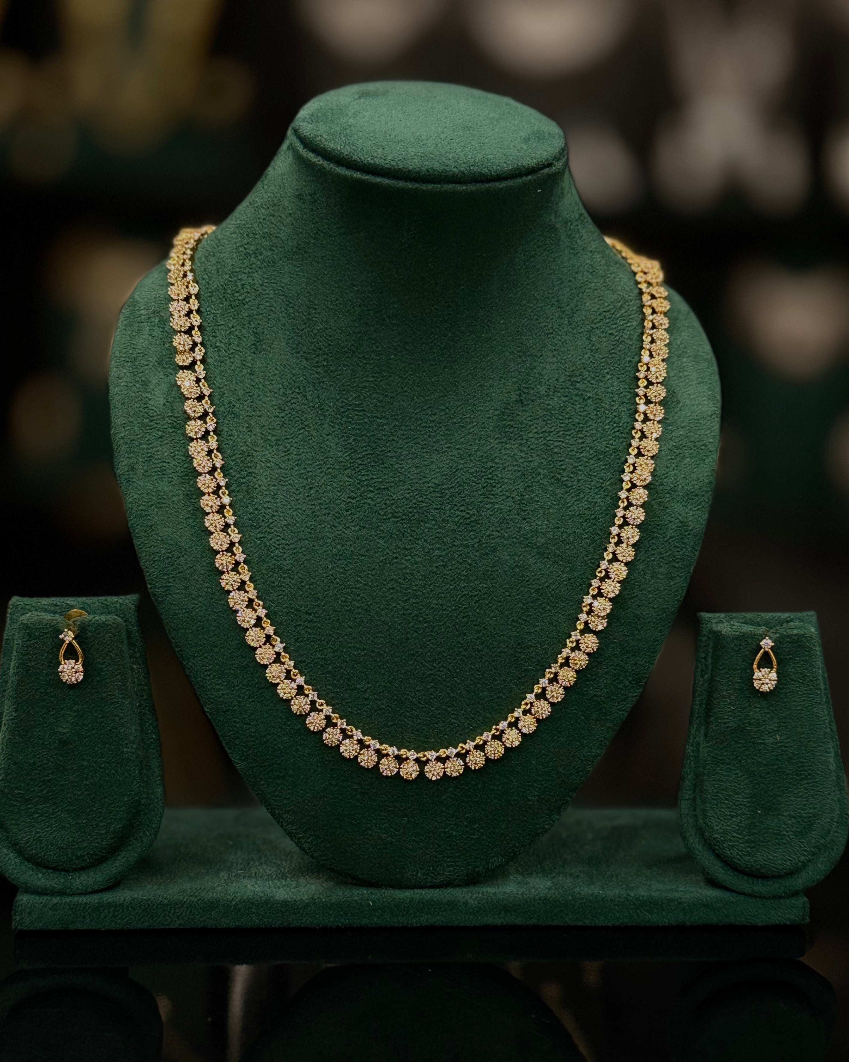 Elegant Gold Floral Necklace Set with Matching Earrings | ONK370