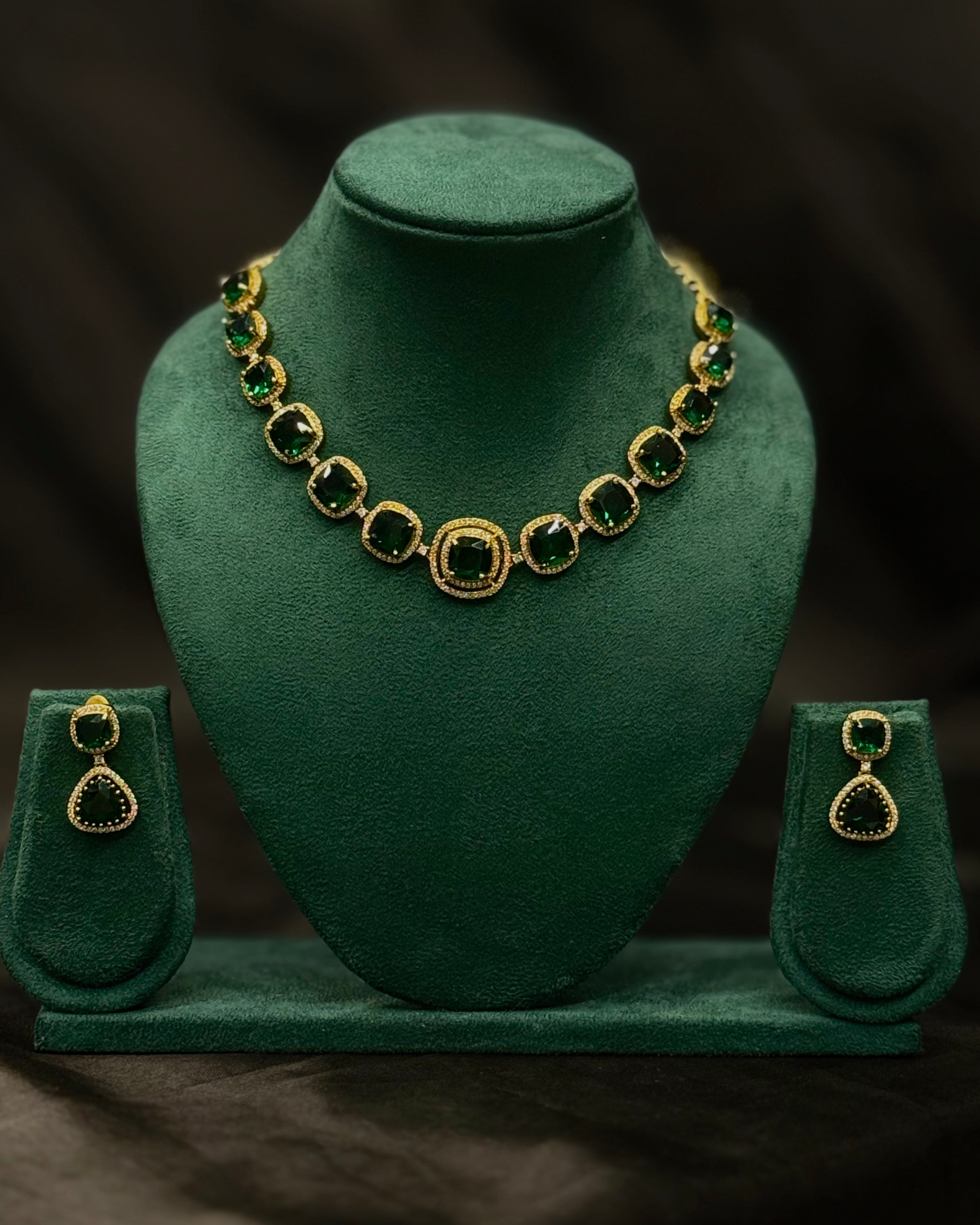 Ruby Stone Gold Plated Necklace Set with Matching Earrings | ONK372
