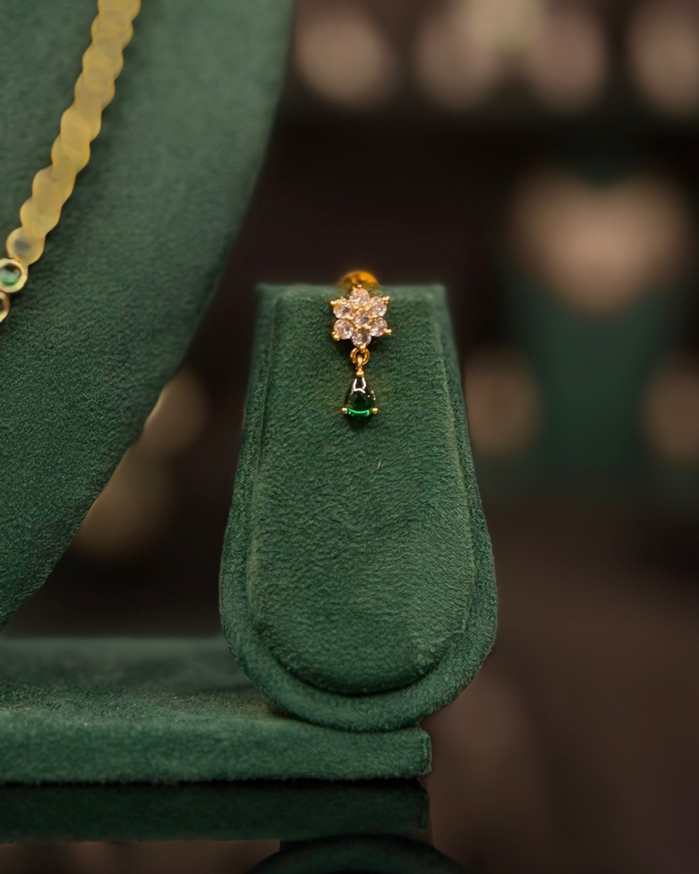 Elegant Gold Necklace Set with Ruby, Green & White Stone Options - Matching Earrings | ONK385