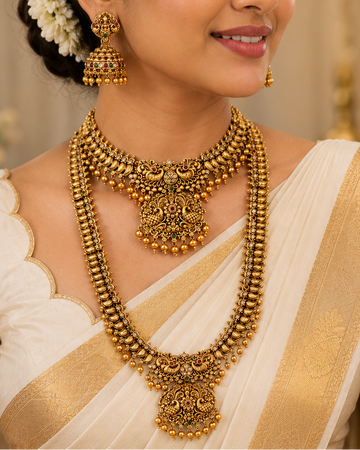 Gold Temple Bridal Jewellery Set - P11 | Llabel Fashion