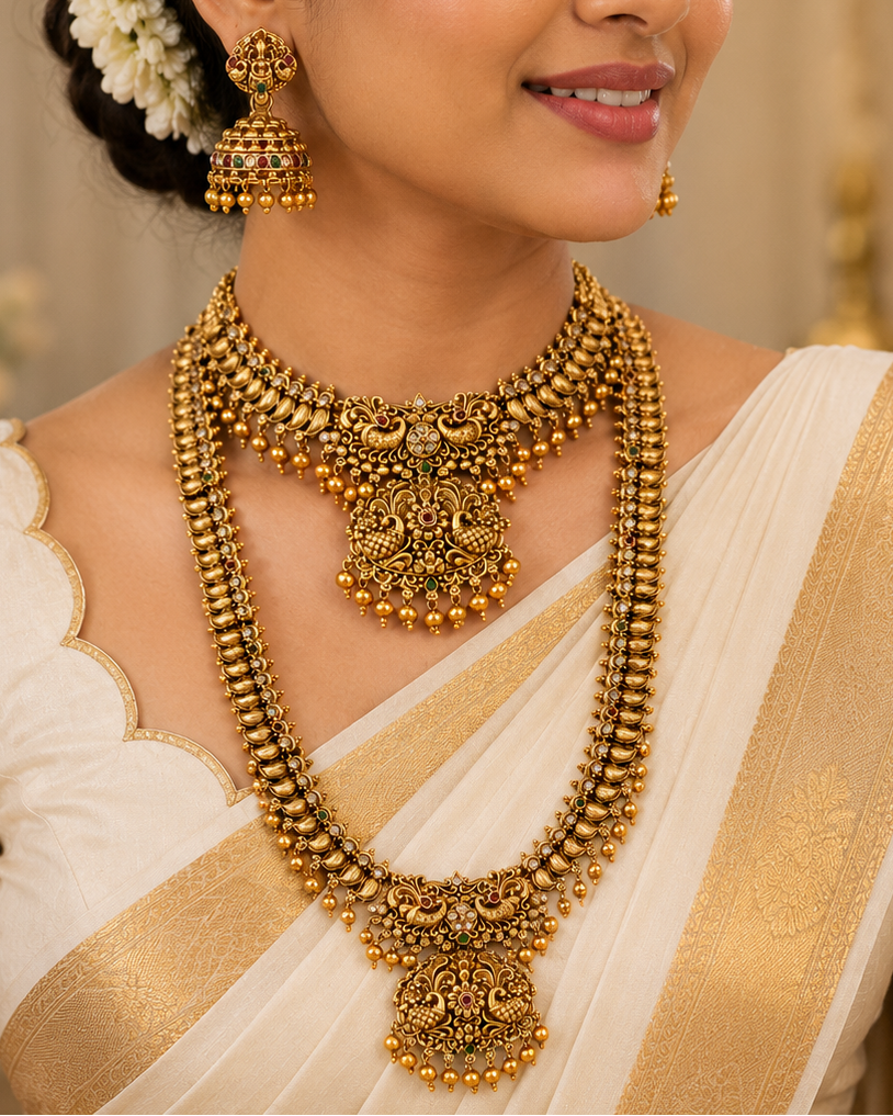 Gold Temple Bridal Jewellery Set - P11 | Llabel Fashion