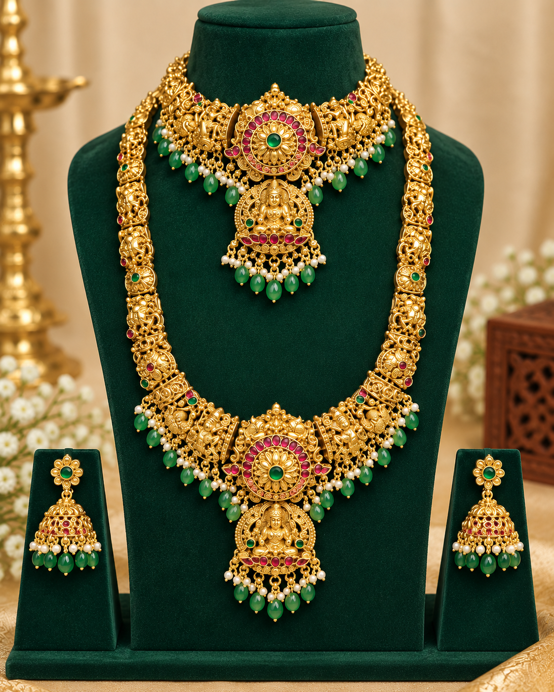 Antique Lakshmi Temple Bridal Set - P2 | ONK305