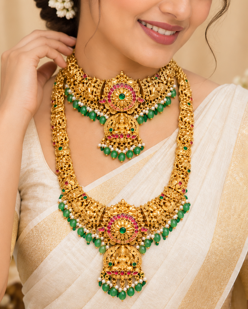 Antique Lakshmi Temple Bridal Set - P2 | ONK305