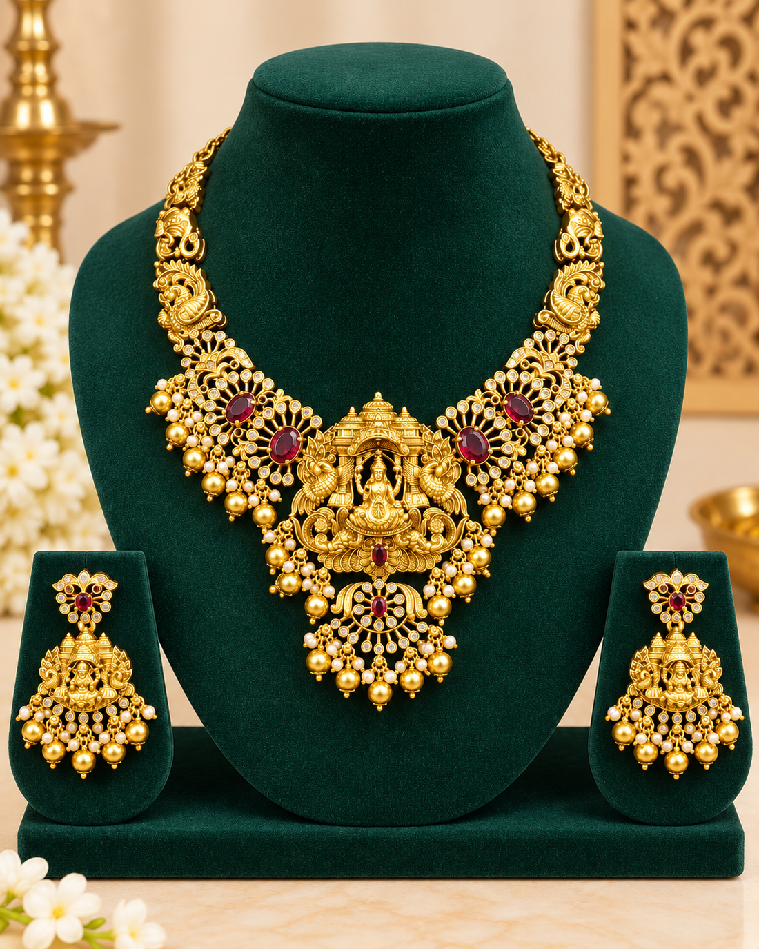 Antique Gold Lakshmi Temple Set - P3 | ONK293