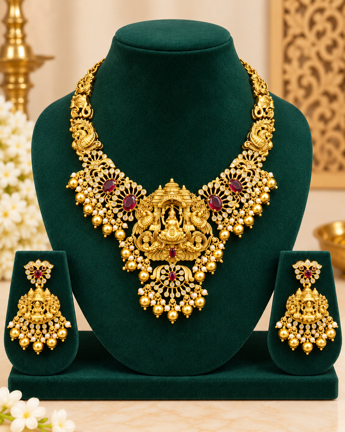 Antique Gold Lakshmi Temple Set - P3 | ONK293