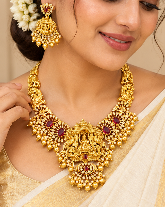 Antique Gold Lakshmi Temple Set - P3 | ONK293