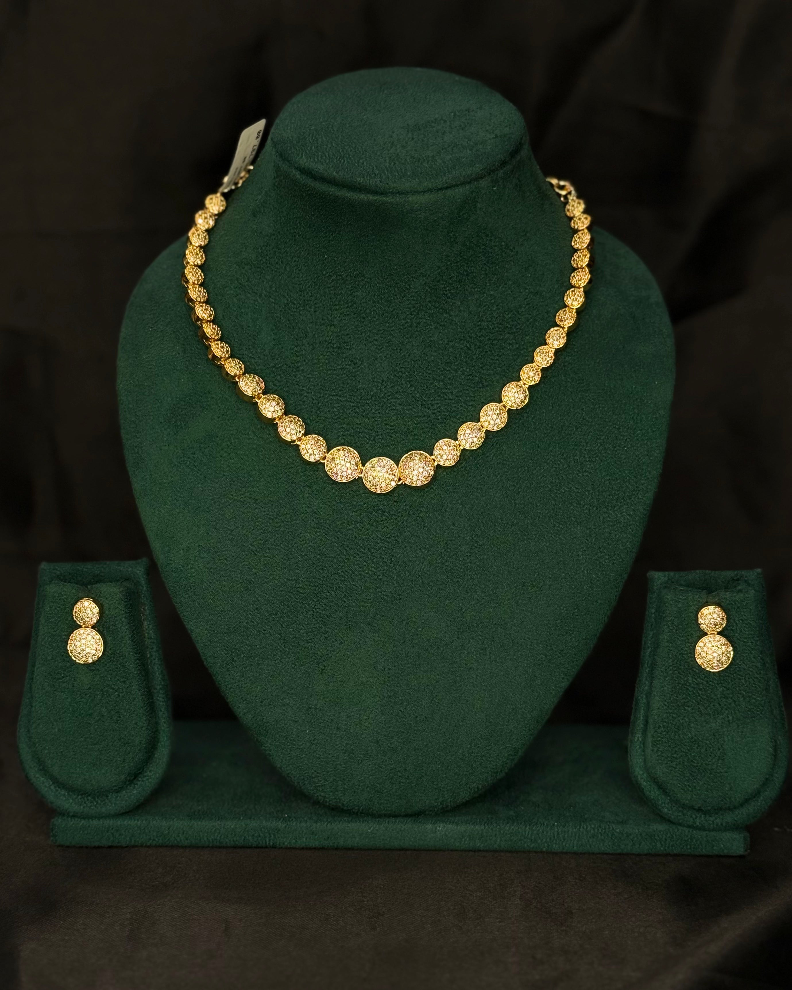 Elegant Gold-Plated Rolled Gold Necklace Set with Matching Earrings | PJV91