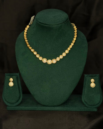 Elegant Gold-Plated Rolled Gold Necklace Set with Matching Earrings | PJV91