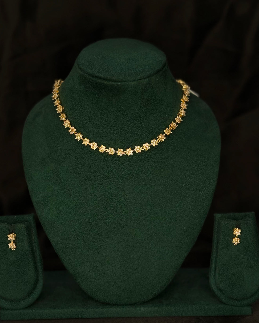 Elegant Rolled Gold Ruby Stone Necklace Set with Matching Earrings | PJV97