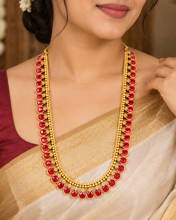 Red Stone Long Chain Set - P1 | L15022