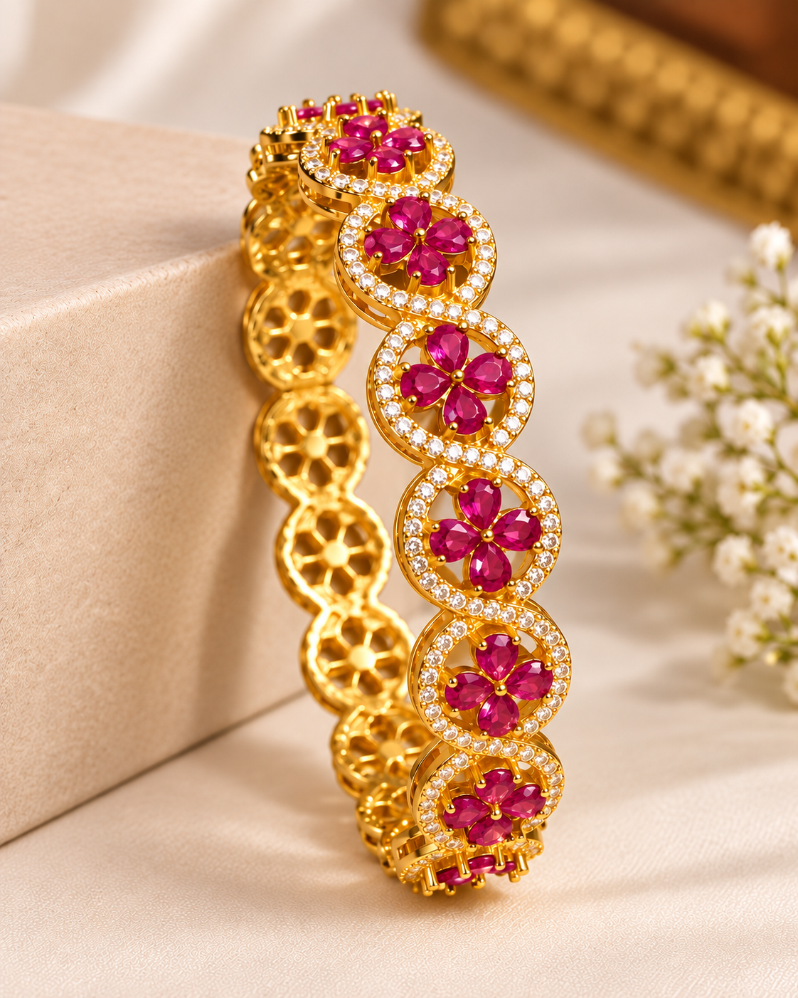 Floral American Diamond Bangle | ONK292