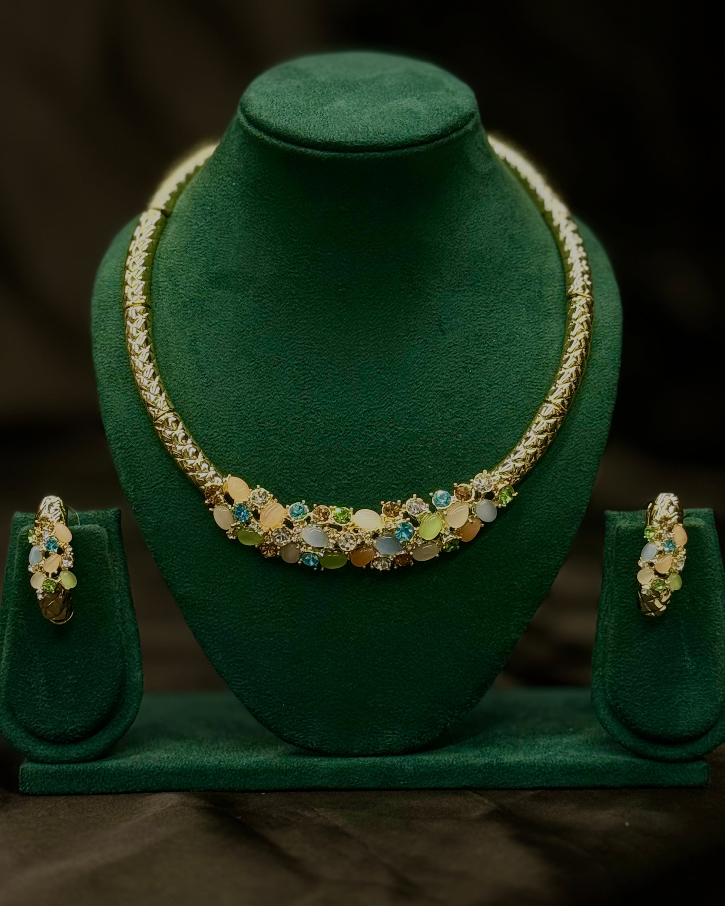 Multicolor Finish Necklace Set with Earrings - Elegant Designer Jewellery | T302505819