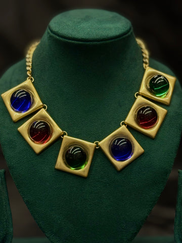 Multicolor Gemstone Statement Necklace | T302511874