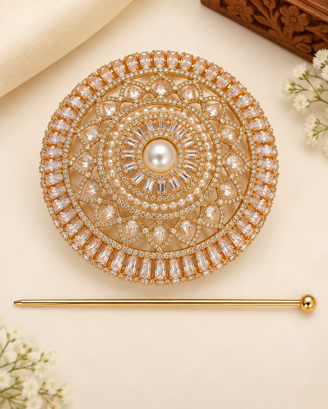 Pearl AD Bridal Hair Bun Accessory - P1 | T302606729