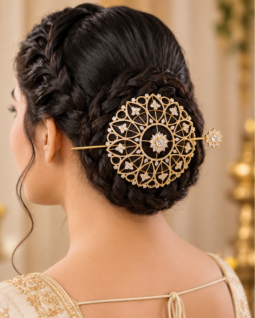 Floral AD Bridal Hair Bun Accessory | T302615154