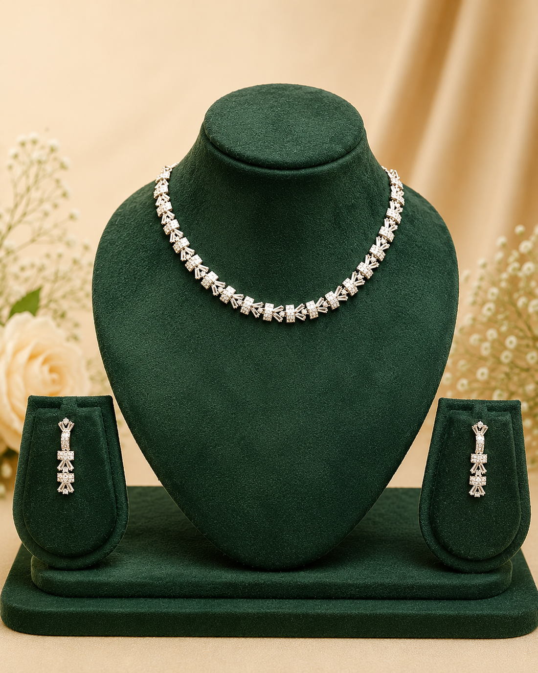 American Diamond Necklace Set | T302701288