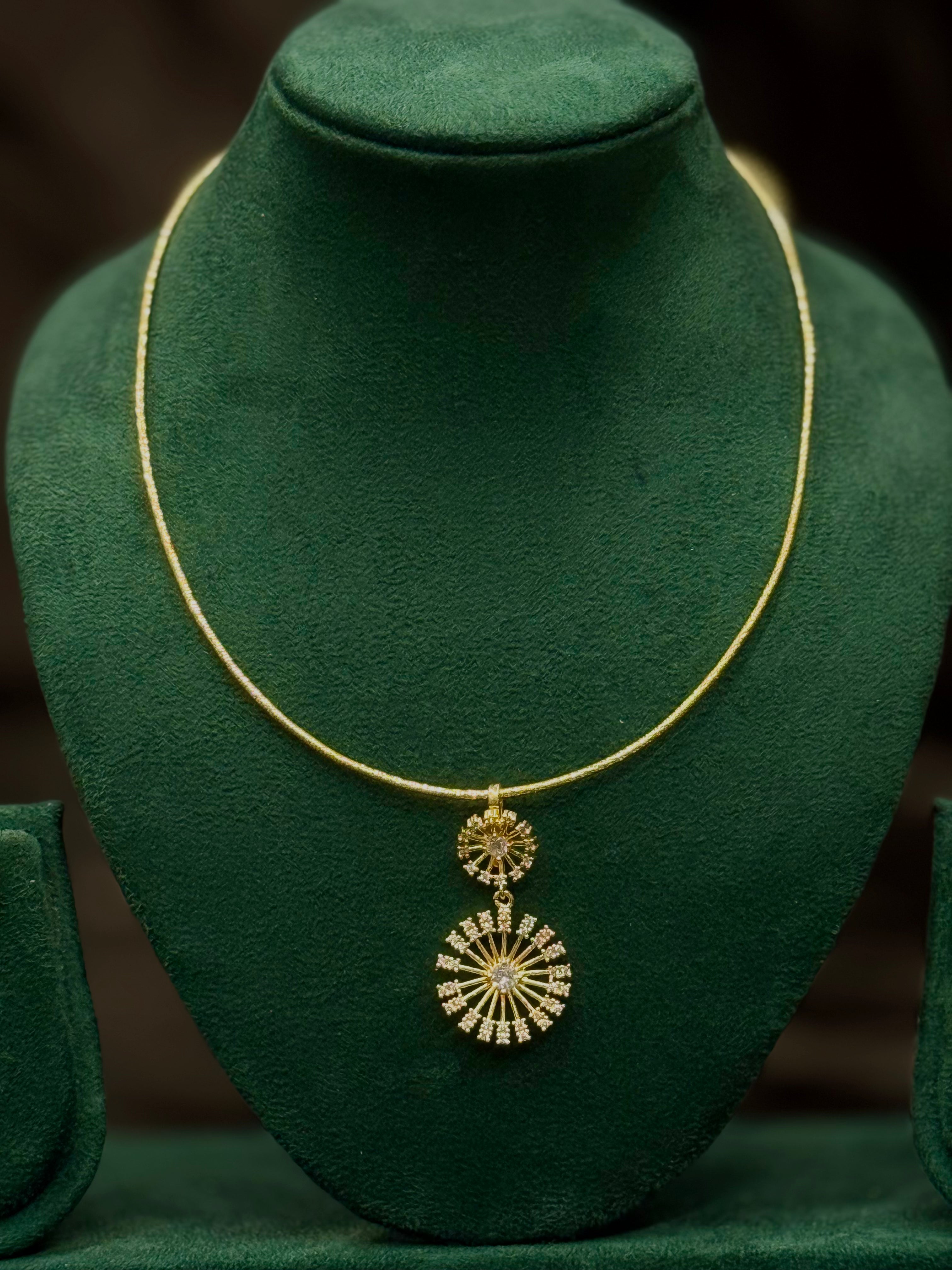 Elegant Gold Finish Pendant Necklace Set with Earrings | T302702501