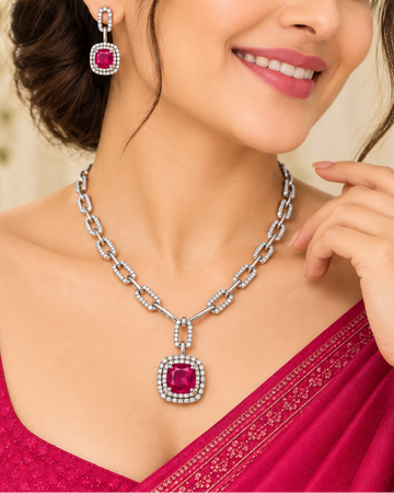Ruby Pink Necklace Set | THV129