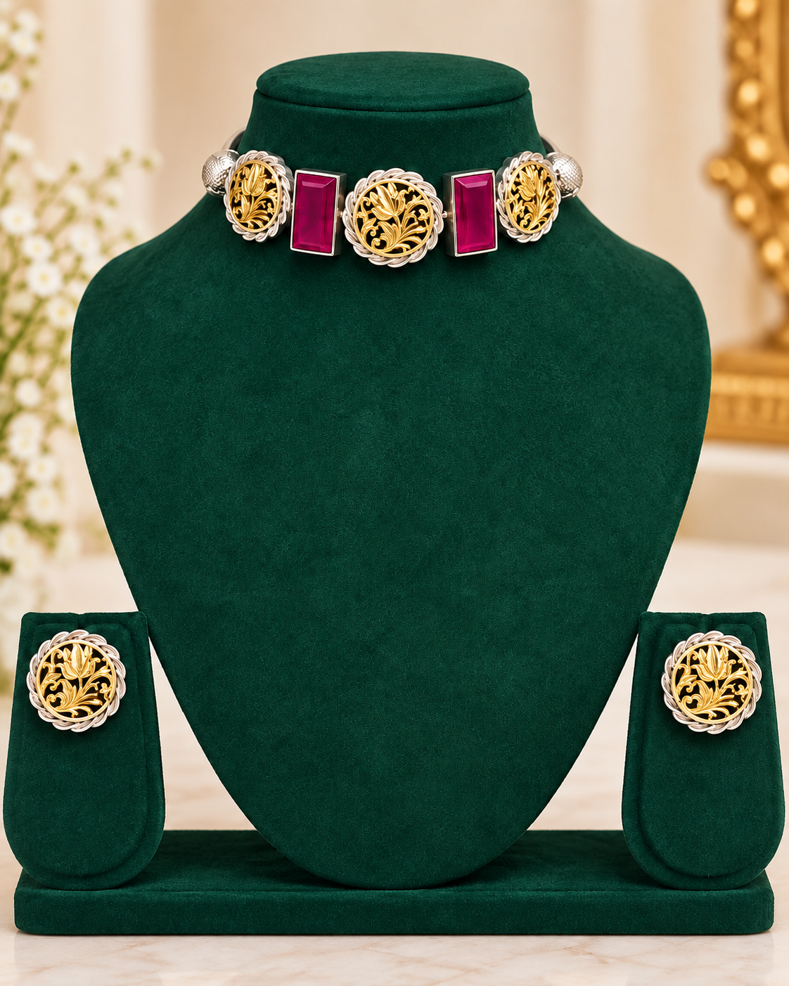 Black Gold Oxidized Choker Set | THV191