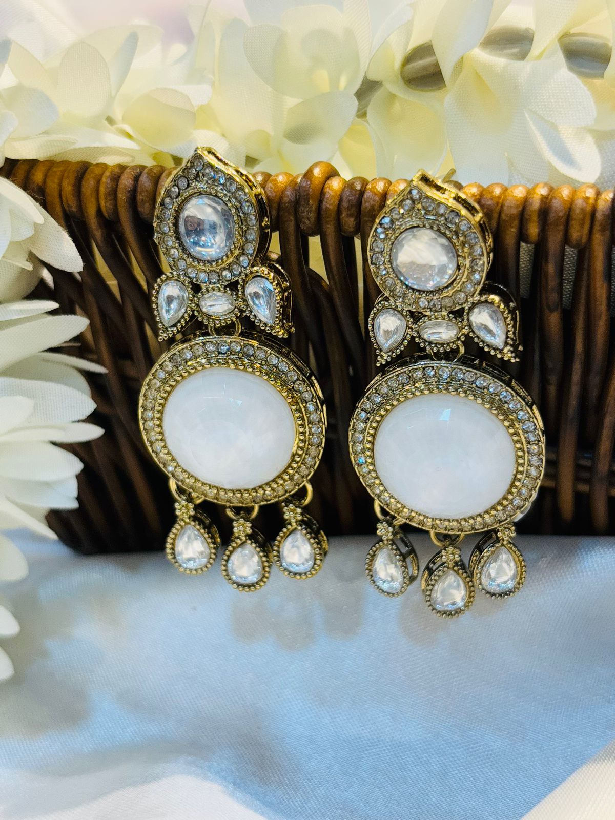 Elegant  Polki  Drop Earrings