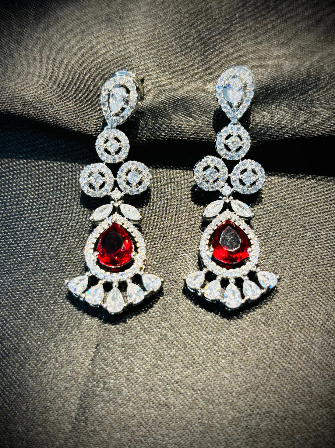 Red & White American Diamond Necklace 