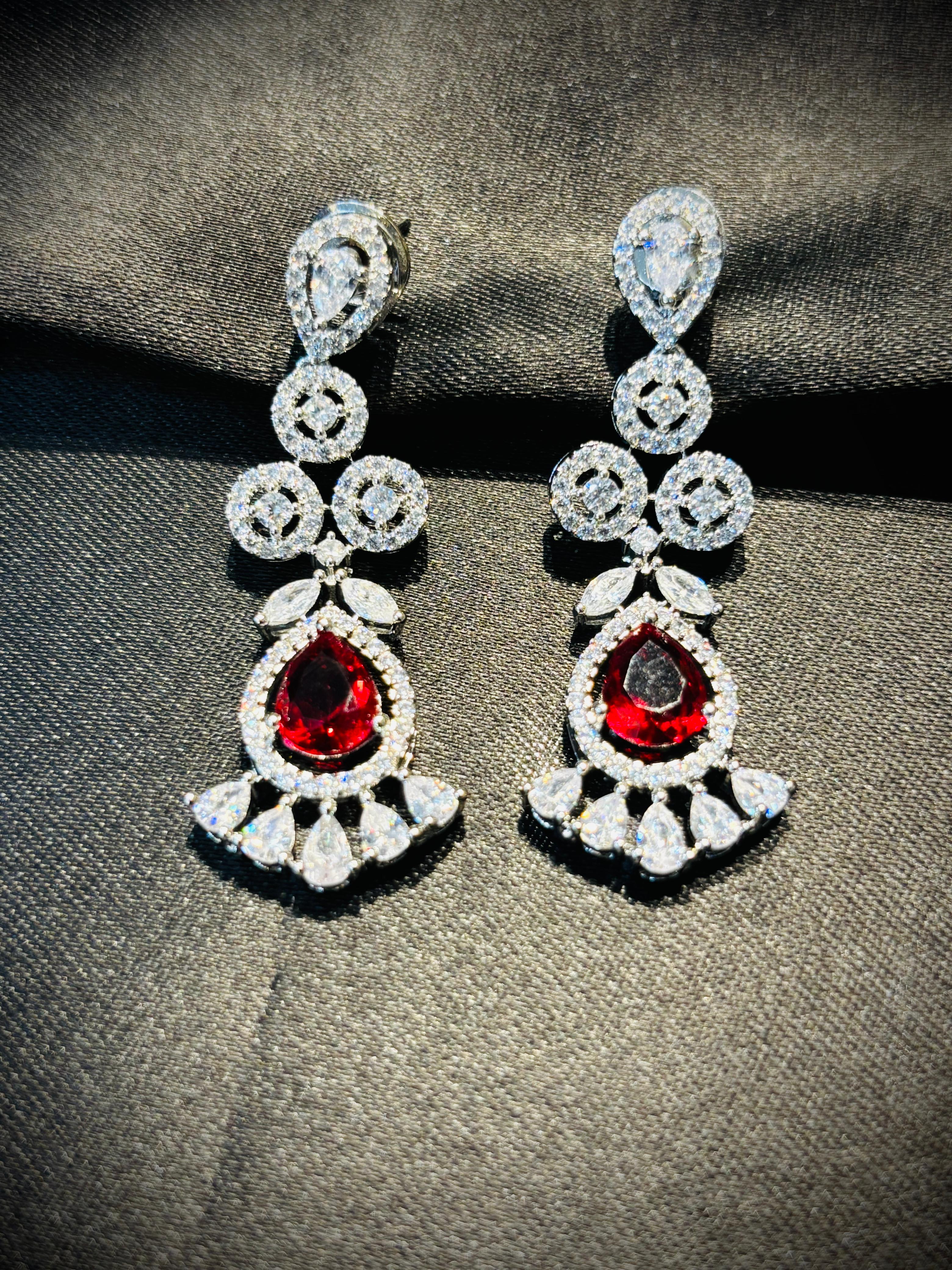 Red & White American Diamond Necklace 