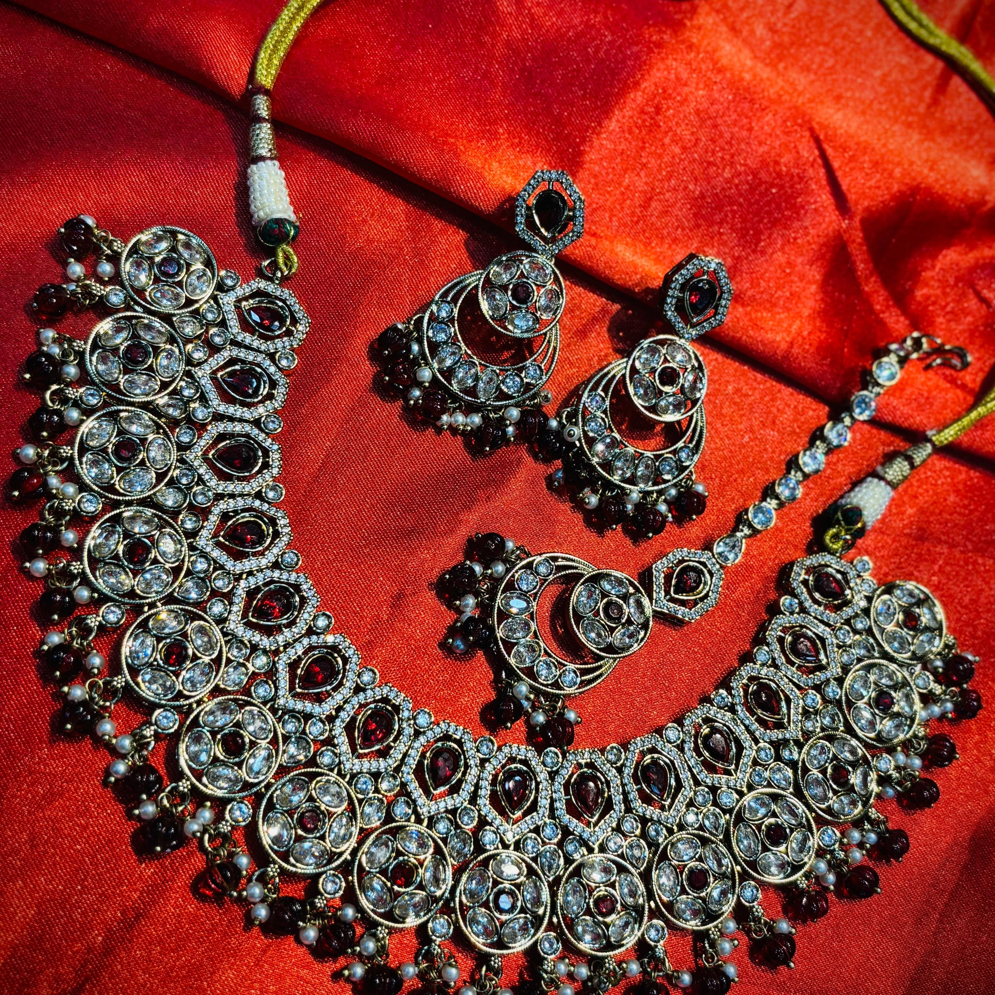 Bridal Choker Set with White & White Stones