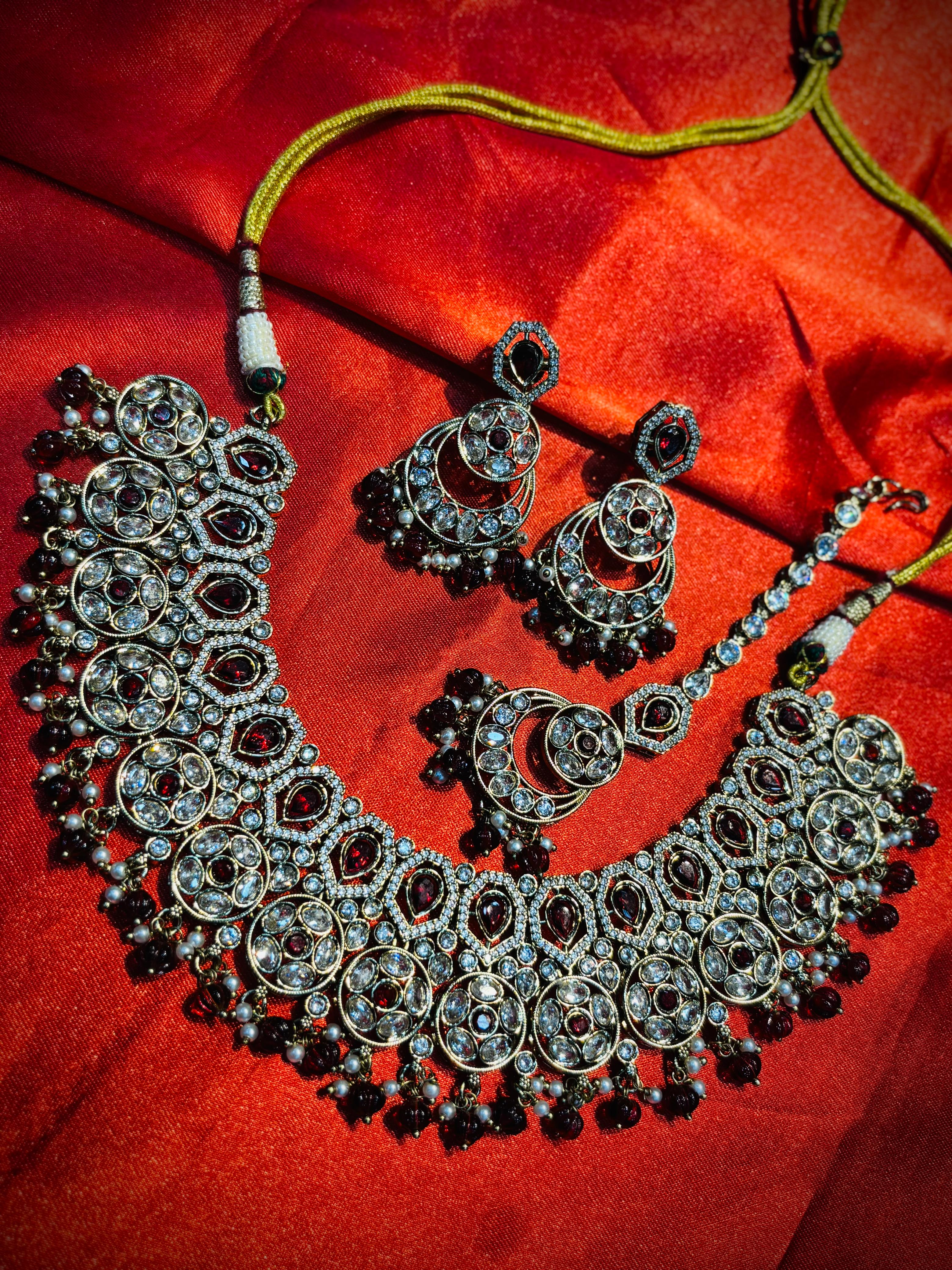 Bridal Choker Set with White & White Stones