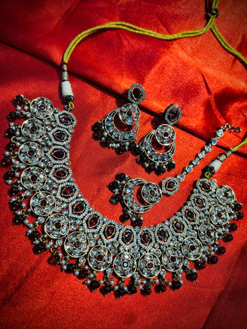 Bridal Choker Set with White & White Stones