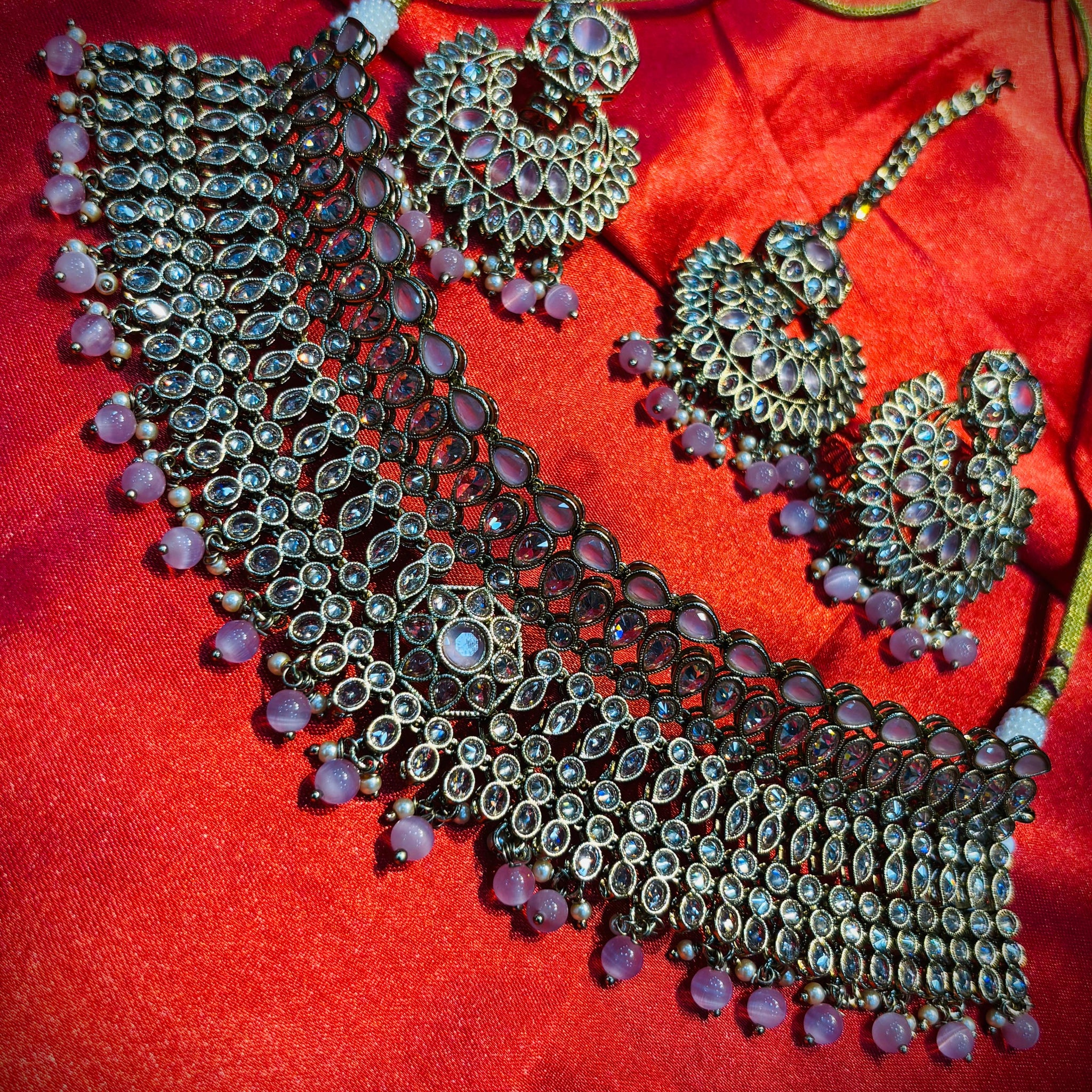 Designer Bridal Choker Set with Glittering Stones  |  LB225