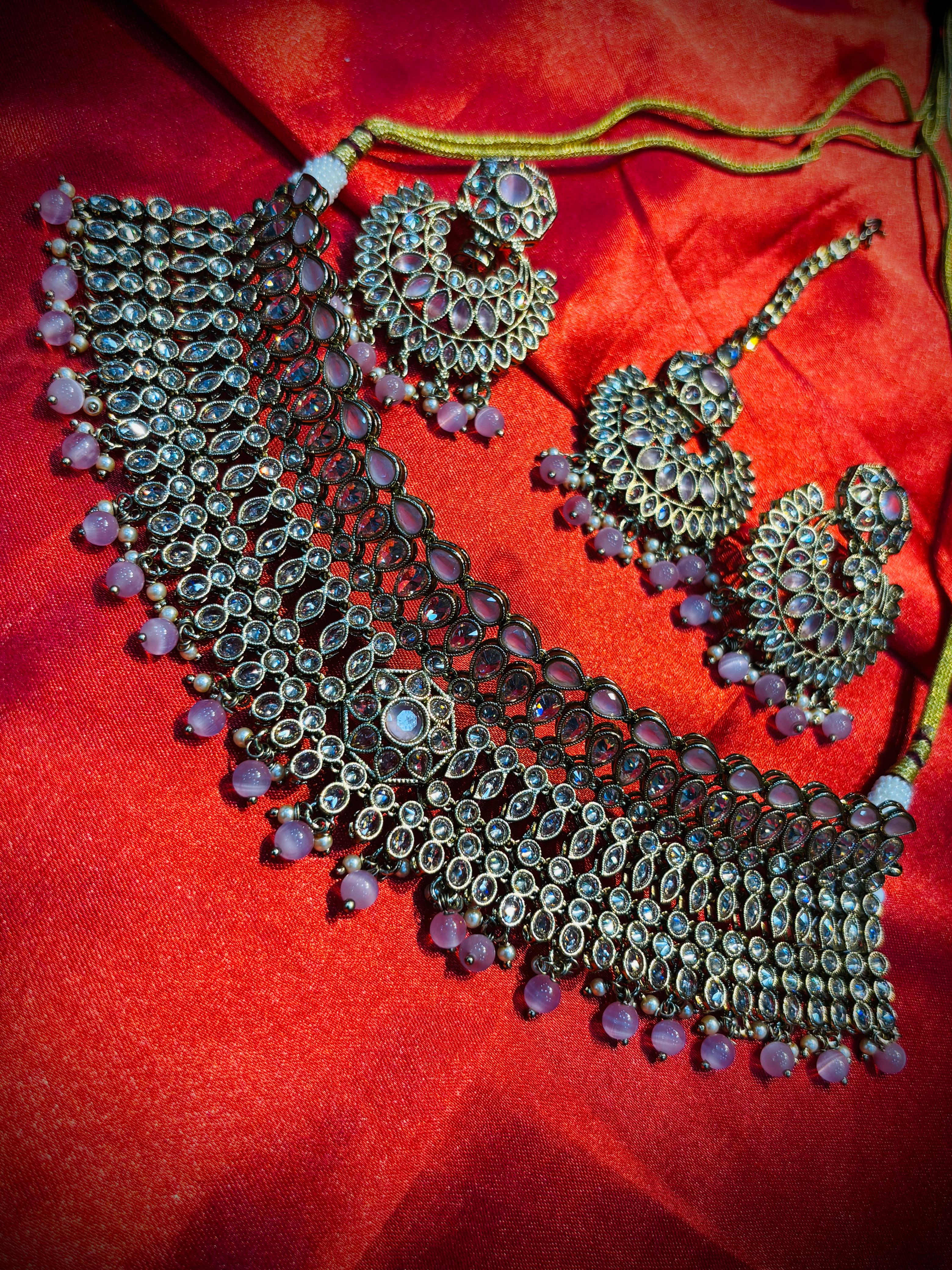 Designer Bridal Choker Set with Glittering Stones  |  LB225